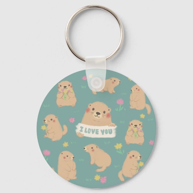 Chaveiro Eu Te Amo, Ilustração Marmots (Frente)
