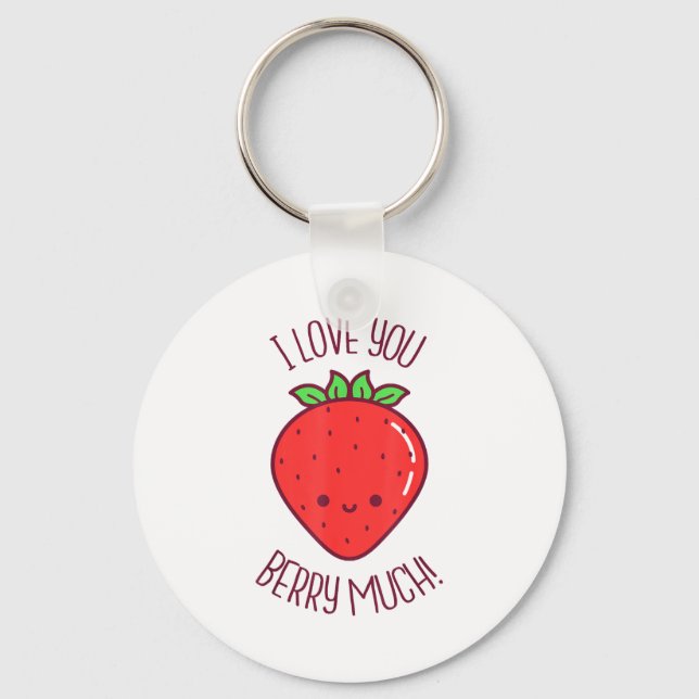 Chaveiro Eu Te Amo Muito Berry Kawaii Morango Valentines (Frente)