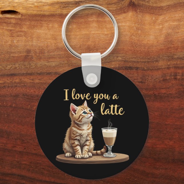 Chaveiro Eu te amo um latão: café de Namorados bonito (Frente)