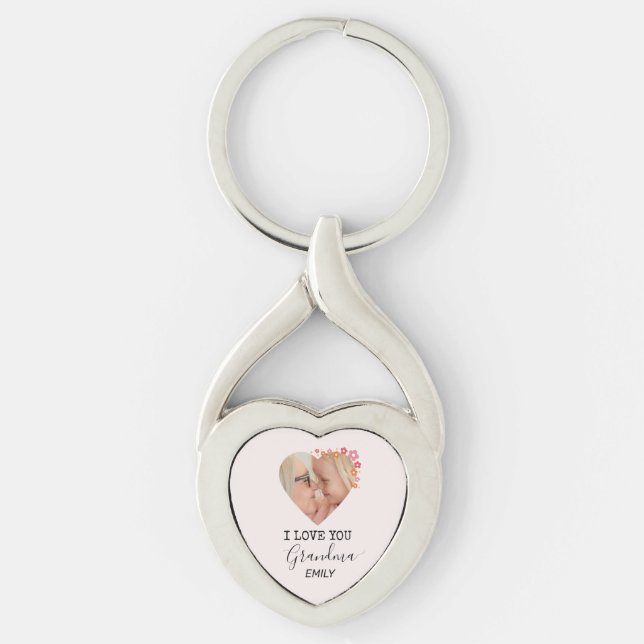 Chaveiro Eu Te Amo Vovó | Pingente de Coração Personalizado (Frente)