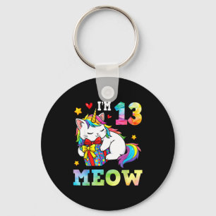 Chaveiro Eu Tenho 13 Anos de Idade Gato Meow Unicórnio Aniv