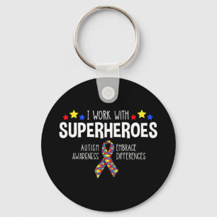 Chaveiro Eu Trabalho Com Super-Heróis — Consciência Aut