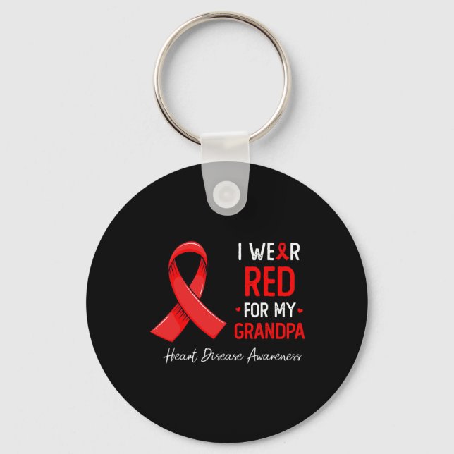 Chaveiro Eu Uso Vermelho Pelo Meu Avô Conscientização sobre (Frente)