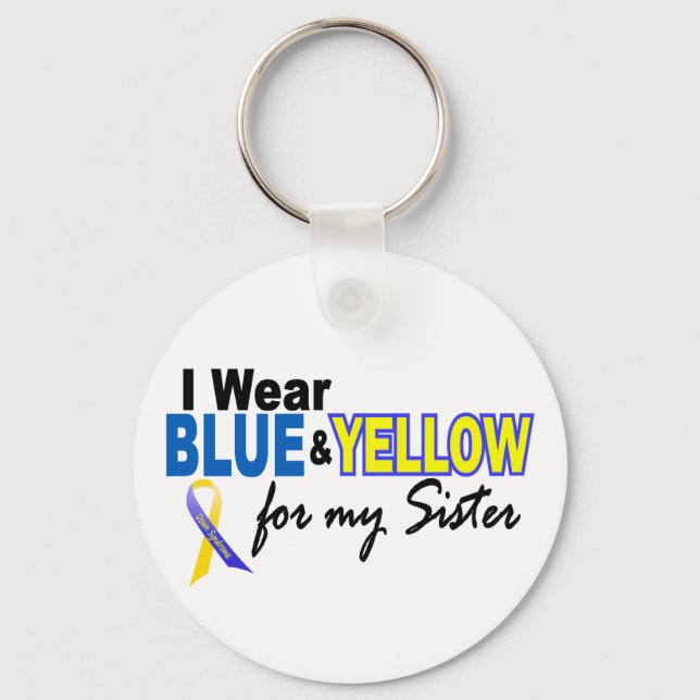Chaveiro Eu Visto Azul e Amarelo para a minha síndrome de I (Frente)