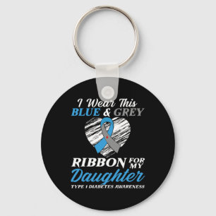 Chaveiro Eu Visto Azul e Cinza Para Minha Filha Diabete Tip