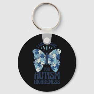 Chaveiro Eu Visto Azul Para A Consciência Autismo Botão Que