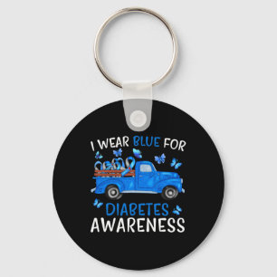 Chaveiro Eu Visto Azul Para A Consciência Da Diabetes, Cami