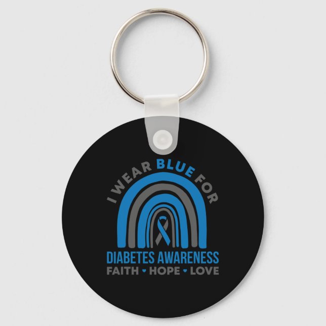 Chaveiro Eu Visto Azul Para Consciência Da Diabetes Mês Arc (Frente)