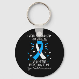 Chaveiro Eu Visto Blue E Cinza Tipo 1 Diabetes Sensibilizaç