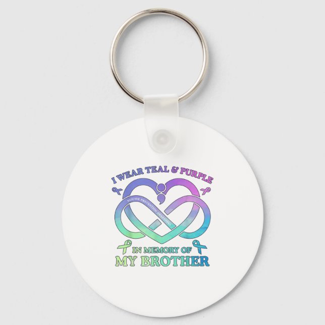 Chaveiro Eu Visto Do Teal &amp; Memória Roxa Do Meu Irmão S (Frente)
