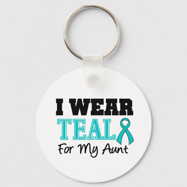 Chaveiro Eu Visto Fita Teal Para Minha Tia (Frente)