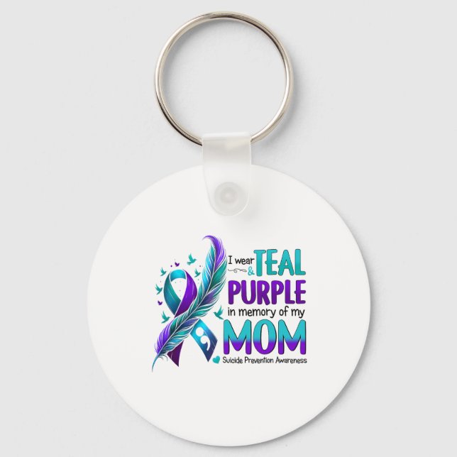 Chaveiro Eu Visto Roxo Teal Em Memória Da Minha Mãe Suicida (Frente)
