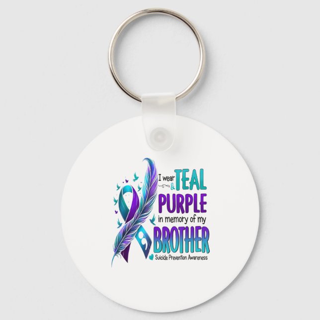 Chaveiro Eu Visto Teal &amp; Purple Para Meu Irmão Suicídio (Frente)
