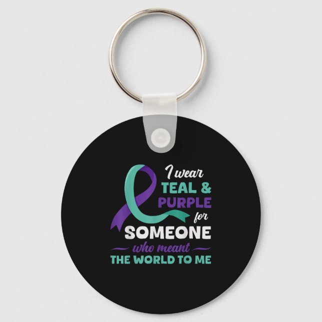 Chaveiro Eu Visto Teal &amp; Roxo Para A Prevenção Do Suicí (Frente)