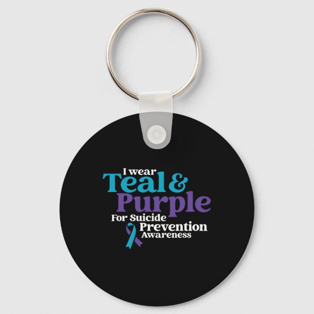 Chaveiro Eu Visto Teal E Roxo Para A Prevenção Do Suicídio  (Frente)