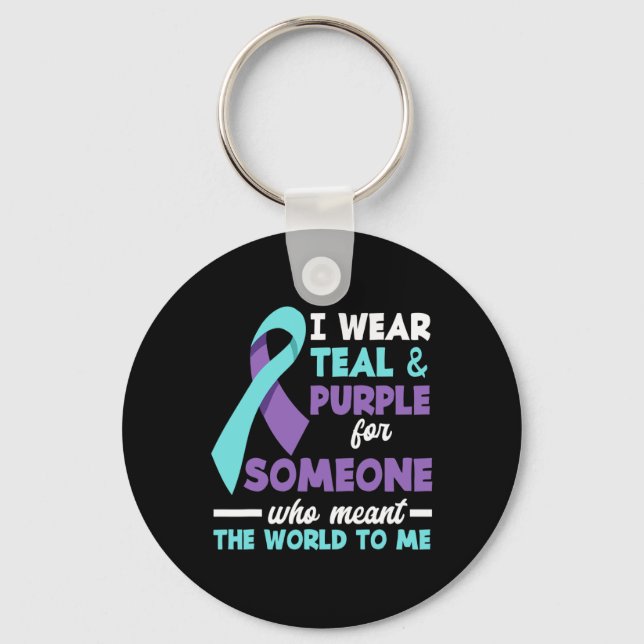 Chaveiro Eu Visto Teal E Roxo Para Alguém Que Eu Amo Suicíd (Frente)