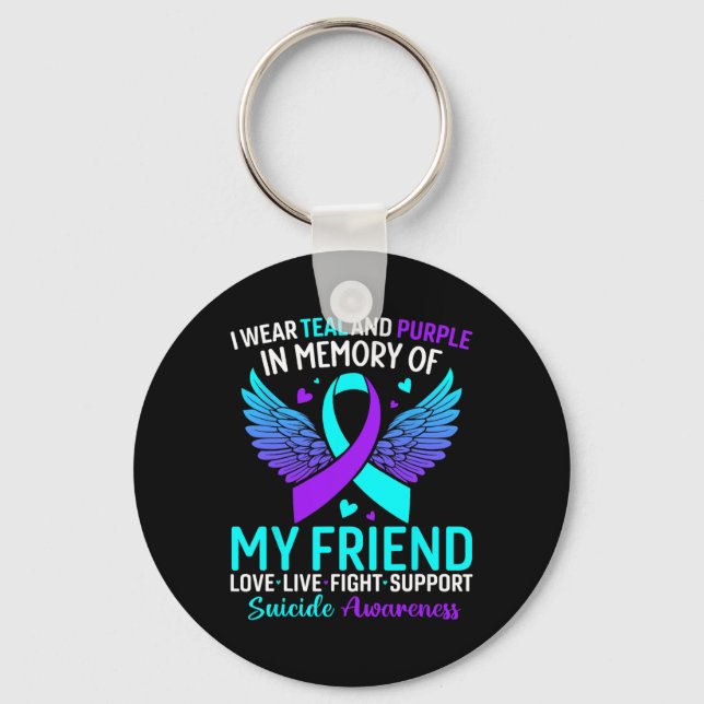 Chaveiro Eu Visto Teal E Roxo Para Minha Amiga Preve Suicíd (Frente)