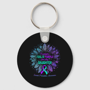 Chaveiro Eu Visto Teal E Roxo Para Minha Filha Suicida Ante