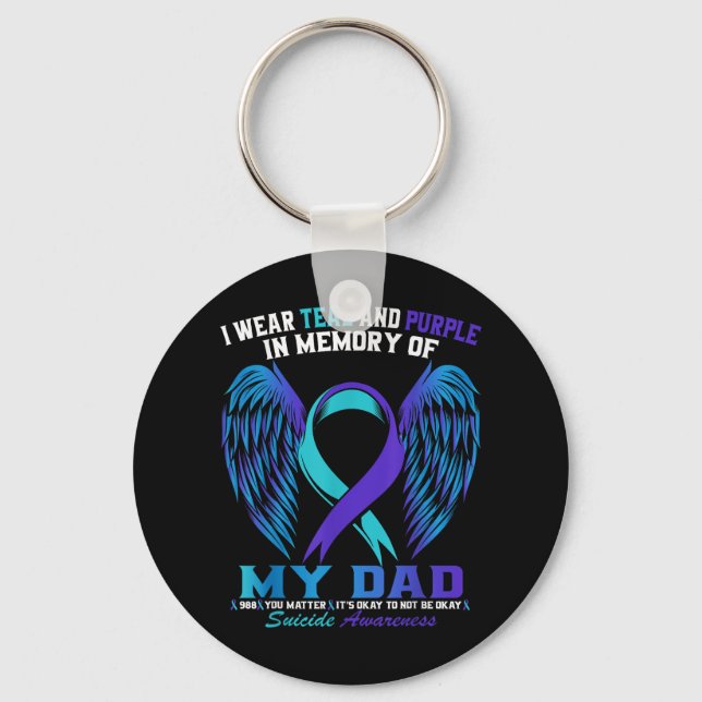 Chaveiro Eu Visto Teal E Roxo Para O Meu Pai De Awarenes Su (Frente)