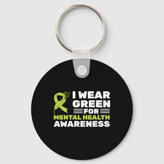 Chaveiro Eu Visto Verde Para A Consciência Mental Da Saúde  (Frente)