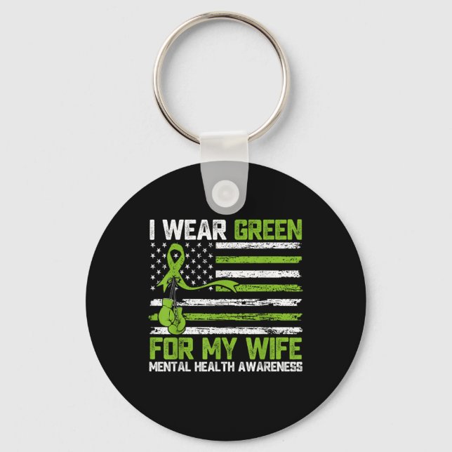 Chaveiro Eu Visto Verde Para A Minha Mulher Sensibilização  (Frente)
