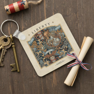 Chaveiro EUA 250 Liberty Arte Padrão Nouveau Borda ID1302