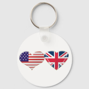 Chaveiro EUA e design BRITÂNICO da bandeira do coração