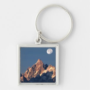 Chaveiro EUA, Wyoming, Grand Teton NP. Uma lua cheia se põe
