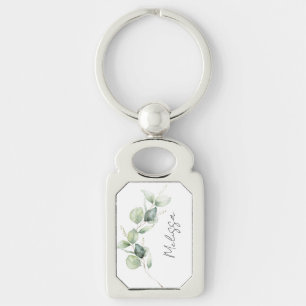 Chaveiro Eucalipto em Aquarela Personalizado