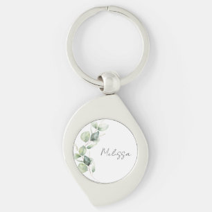 Chaveiro Eucalipto Verde Água Botânico Personalizado