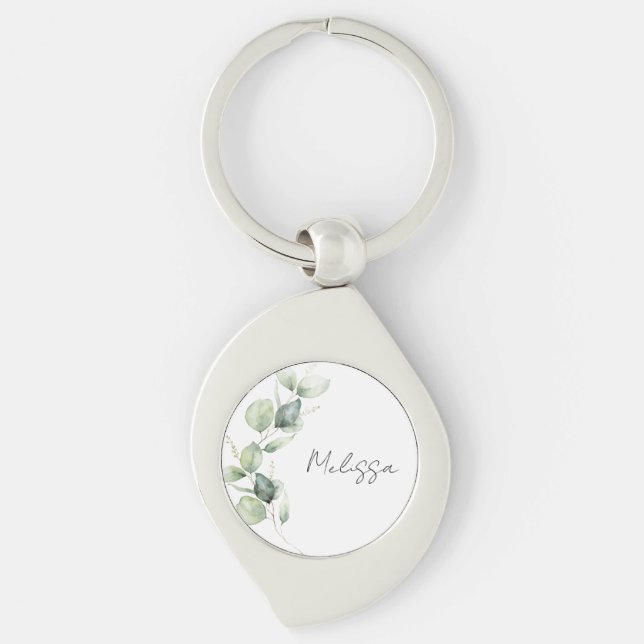 Chaveiro Eucalipto Verde Água Botânico Personalizado (Frente)