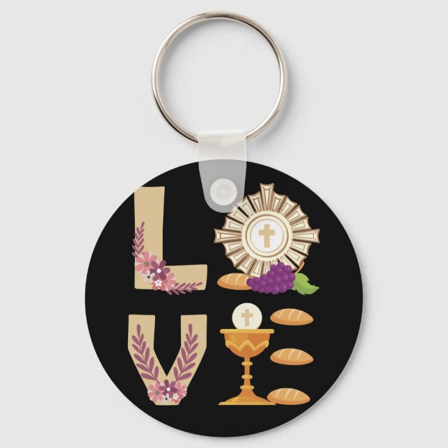 Chaveiro Eucharis Católico 1rua Comunhão Sagrado para Menin (Frente)