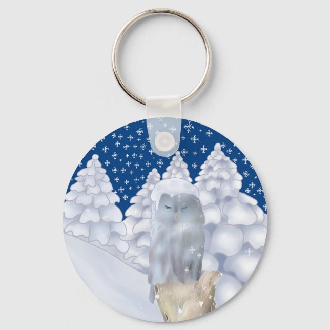 Chaveiro Eule im Schnee (Frente)
