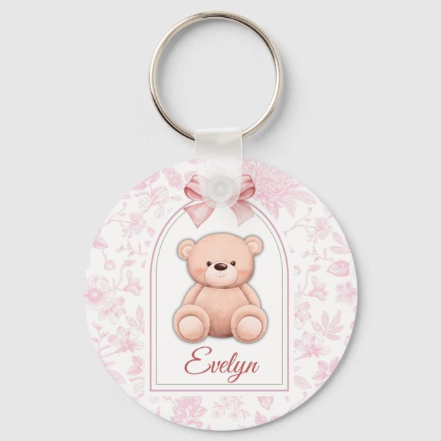 Chaveiro Evelyn | Design de Enfermeiro de Urso Rosa Persona (Frente)