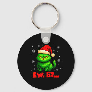 Chaveiro Ew 67 Seis Sete Gato Verde Chapéu de Papai Noel Na