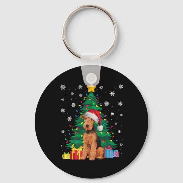 Chaveiro Exaustor Feio Das Árvores Xmas Airedale Terrier Cã (Frente)