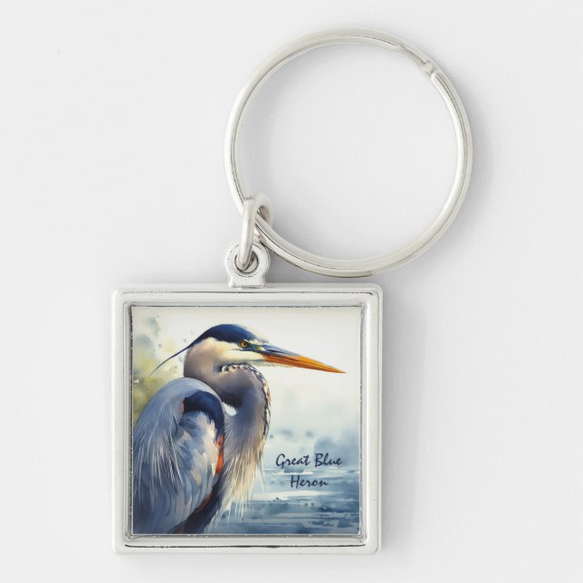 Chaveiro Excelente Blue Heron Wildlife Wetlands Bird Art Na (Frente)