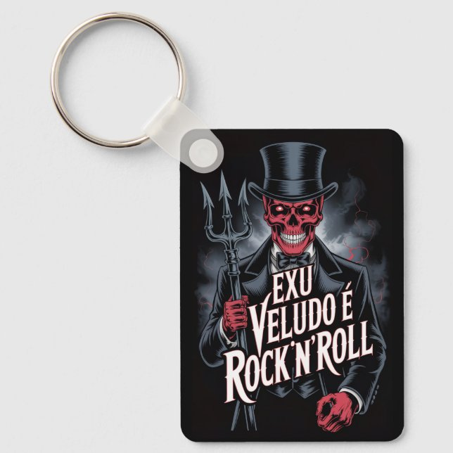 Chaveiro Exu Veludo é Rock'N'Roll #1 (Frente)