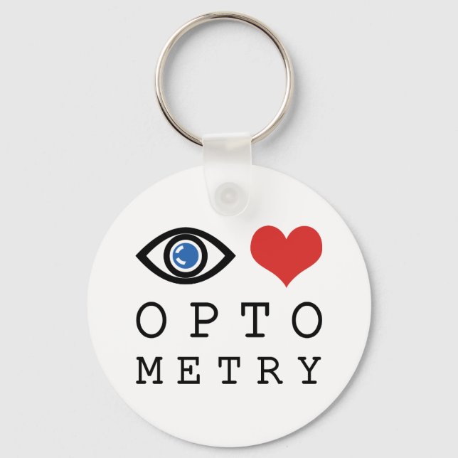 Chaveiro Eye Love Heart Optometria - Tabela de Olhos do Opt (Frente)