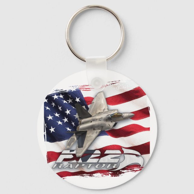 Chaveiro F-22 Raptor e bandeira americana (Frente)