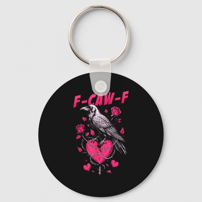 Chaveiro F-caw-f Black Crow Black Bird Roses Heart Funny Va (Frente)