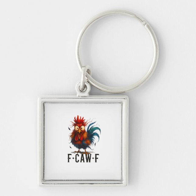 Chaveiro F-Caw-F Chicken Rooster Funny Meme (Frente)
