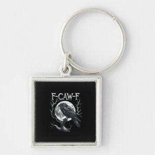 Chaveiro F-Caw-F Corvo Lua Gótico Halloween Corvo Pássaro A