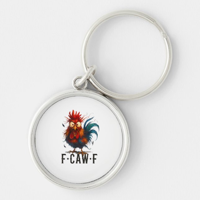 Chaveiro F-Caw-F Frango Galo Meme Divertido (Frente)
