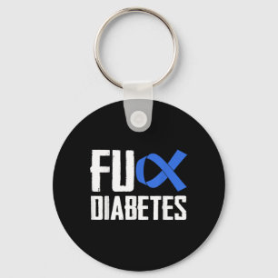 Chaveiro F_ck Diabetes Blue Ribbon Symbol Support Advocacy