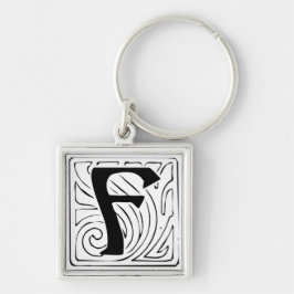 Chaveiro F Monogramm schwarz weiß Schlüsselanhänger