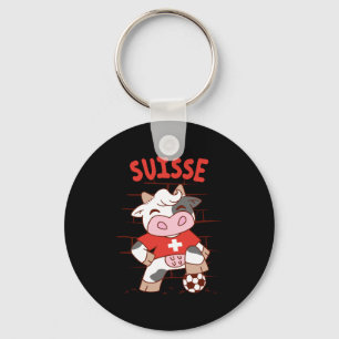 Chaveiro Fã de Futebol Suíço Vaca Bandeira da Suíça T S