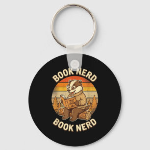 Chaveiro Fã de livros engraçado texugo lendo design retrô p