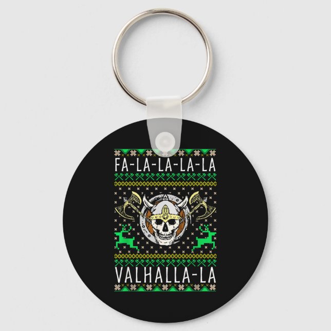 Chaveiro Fa-la-la-la Valhalla-la Viking God Ugly Christmas  (Frente)