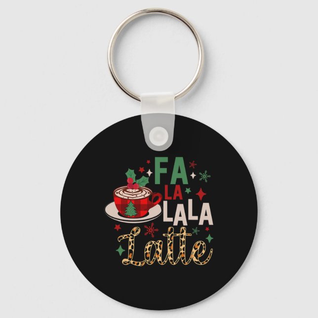 Chaveiro Fa La La Latte Engraçado Café Natal Amantes (Frente)